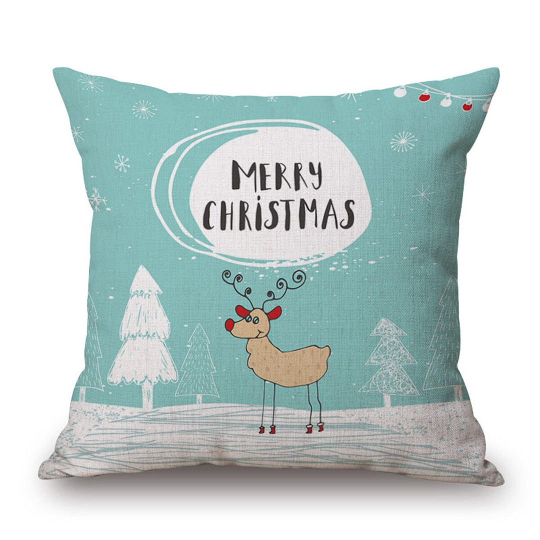 Christmas Linen Cushion Cover 4545 Pillowcase Sofa Cushions Throw Pillow Case Festive Gift Image 1