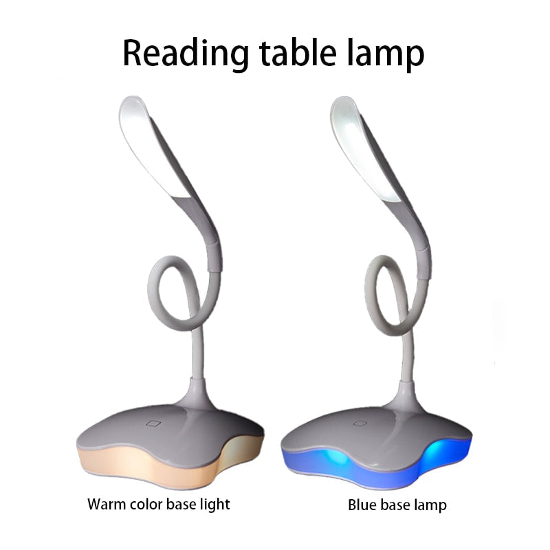 Dimmable Desk Lamp with Night Light and 360 Swivel Head Hose Rechargeable Desk Lamp for Study Reading Work Camping Image 1