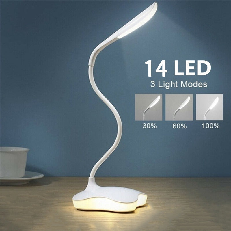 Dimmable Desk Lamp with Night Light and 360 Swivel Head Hose Rechargeable Desk Lamp for Study Reading Work Camping Image 7