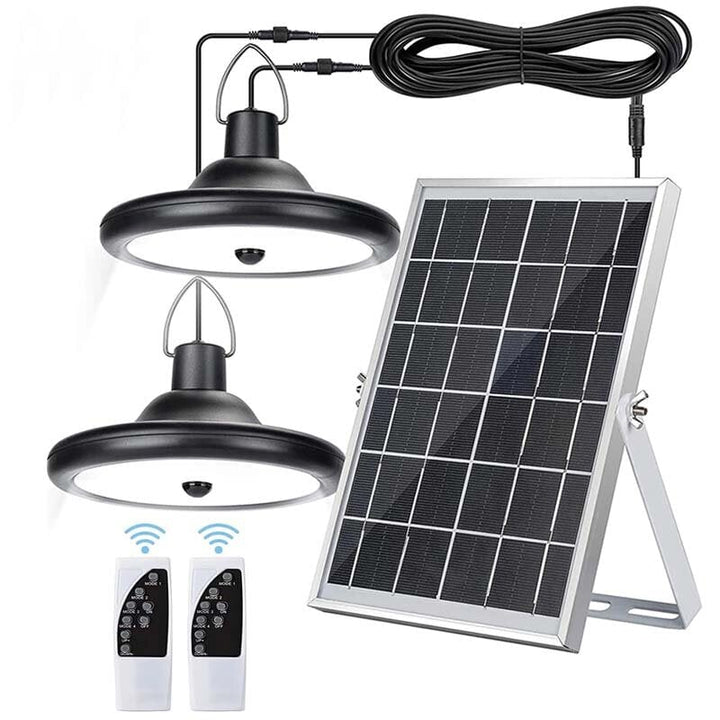 Double Head Solar Pendant Light Waterproof High Capacity Outdoor Indoor Solar Lamp Suitable For Courtyards Garages Etc Image 1