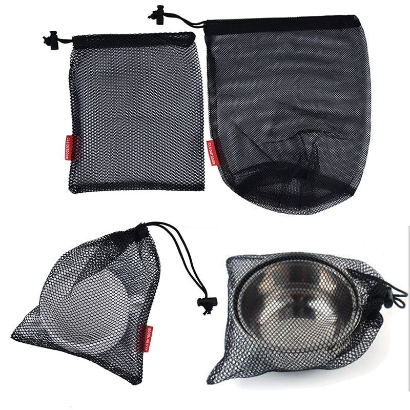 Durable Nylon Mesh Drawstring Bag Multi Purpose Outdoor Travel Stuff Sack Storage Bag Camping Bottle Pot Pan Carrier Image 1