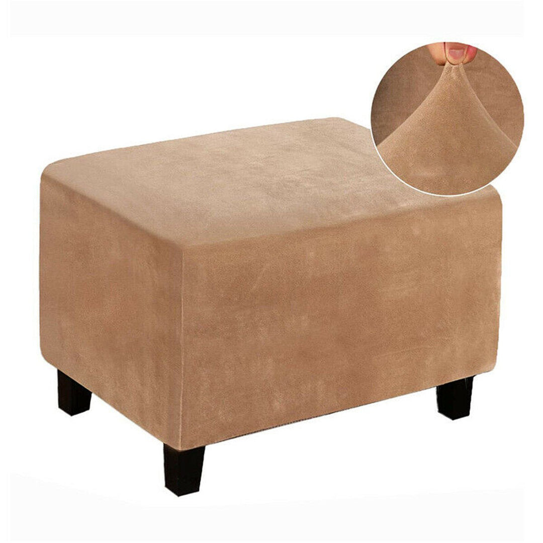 Elastic Ottoman Cover Footstool Protector Stretch Storage Stool Chair Seat Slipcover Home Office Furniture Decor Image 1