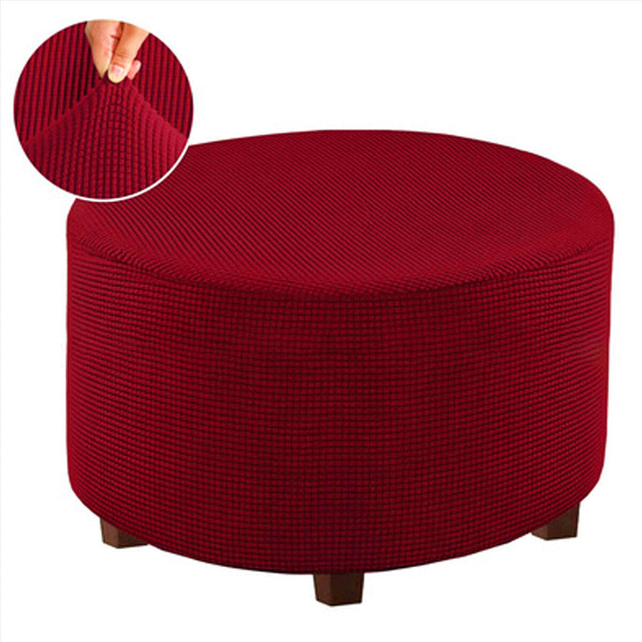 Elastic Round Ottoman Cover Footstool Protector Stretch Storage Stool Chair Seat Slipcover Home Office Furniture Image 1