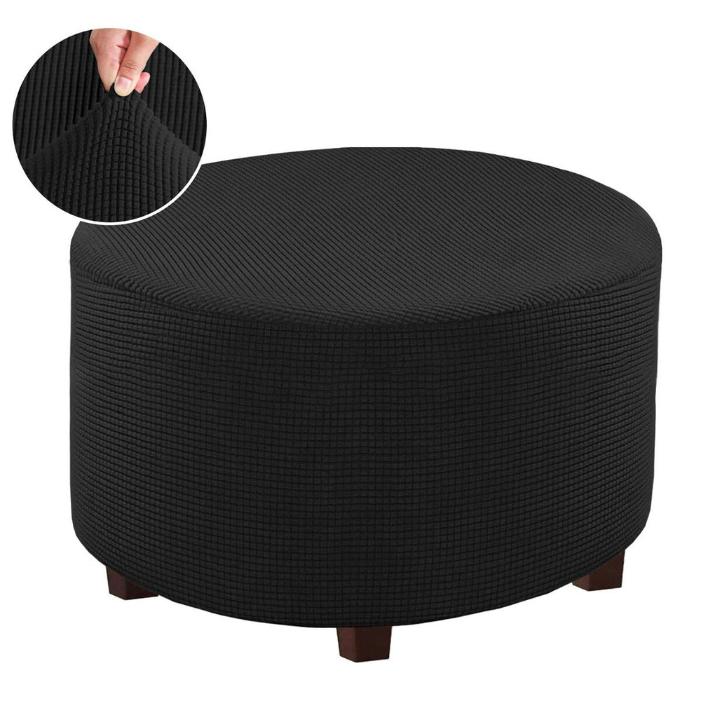 Elastic Round Ottoman Cover Footstool Protector Stretch Storage Stool Chair Seat Slipcover Home Office Furniture Image 2