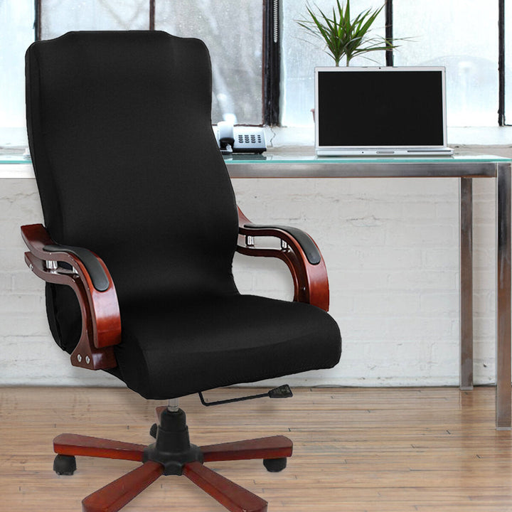 Elastic Velvet Office Chair Cover Fabric Computer Rotating Chair Protector Stretch Armchair Seat Slipcover Home Office Image 1