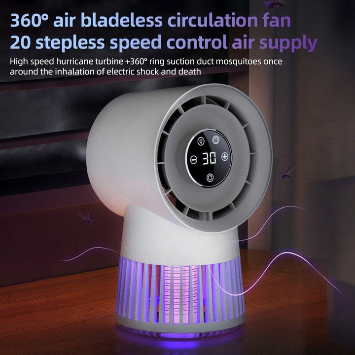 Electric Bug Zapper Fan, 2000V, 8H Timer, 20 Gears, 2400mAh Battery, Purple Light Image 5