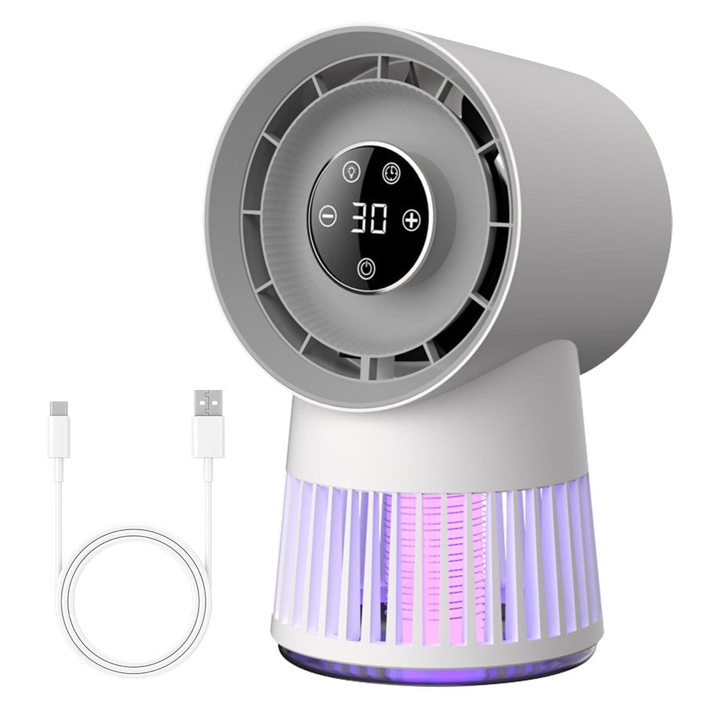 Electric Bug Zapper Fan, 2000V, 8H Timer, 20 Gears, 2400mAh Battery, Purple Light Image 12