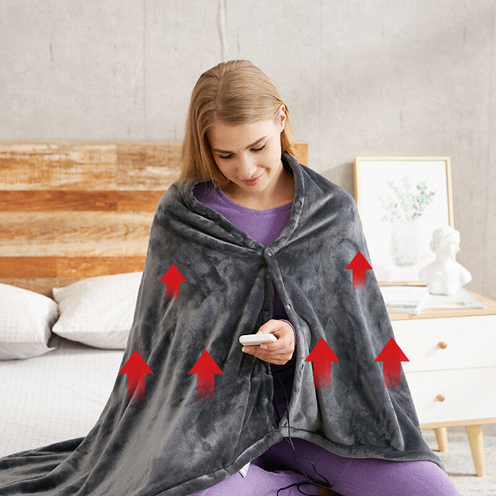 Electric Heating Shawl Plush Blanket 3 Gears 8 Zone Heating USB Double-sided Coral Fleece Winter Warm Blanket for Home Image 2