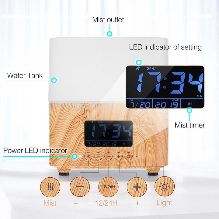 Essential Oil Diffuser 300ML Ultimate Aromatherapy Diffuser with Digital Clock Ideal Gift 7 Color Changing LED Aroma Image 4