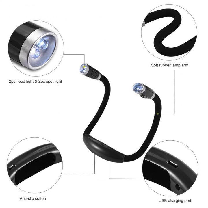 Flexible Handsfree LED Neck Light Super-bright Reading Lamp Novelty Book Light Night Knitting Flashlight Camping Light Image 6