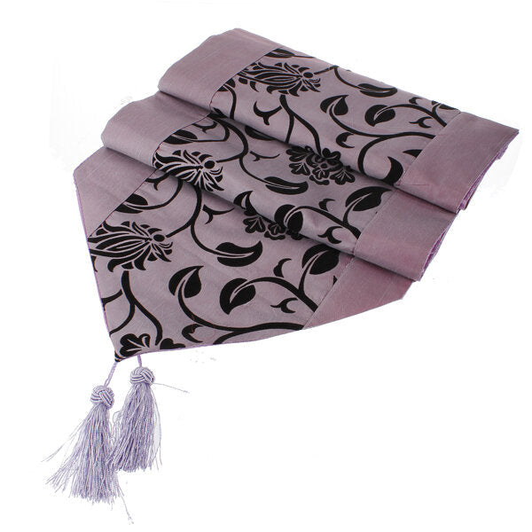 Flocking Damask Table Runner Cloth Wedding Decoration Image 5