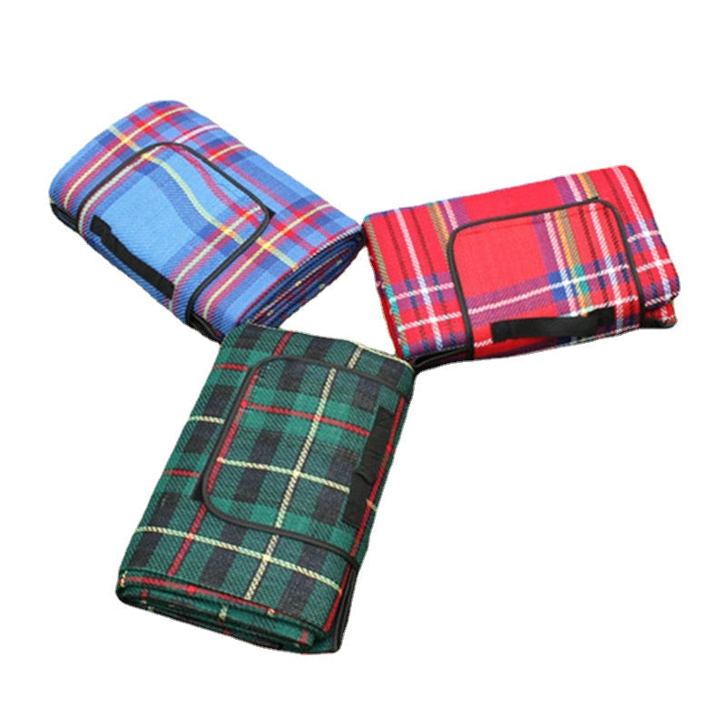 Folding Beach Cushion Spring Outdoor Picnic Lightweigh Waterproof Sleeping Camping Pad Mat Moistureproof Plaid Blanket Image 1