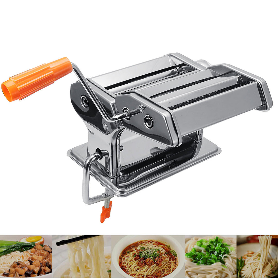 Hand Crank Stainless Steel Fresh Pasta Maker Roller Machine For Spaghetti Noodle Tools Kit Image 9