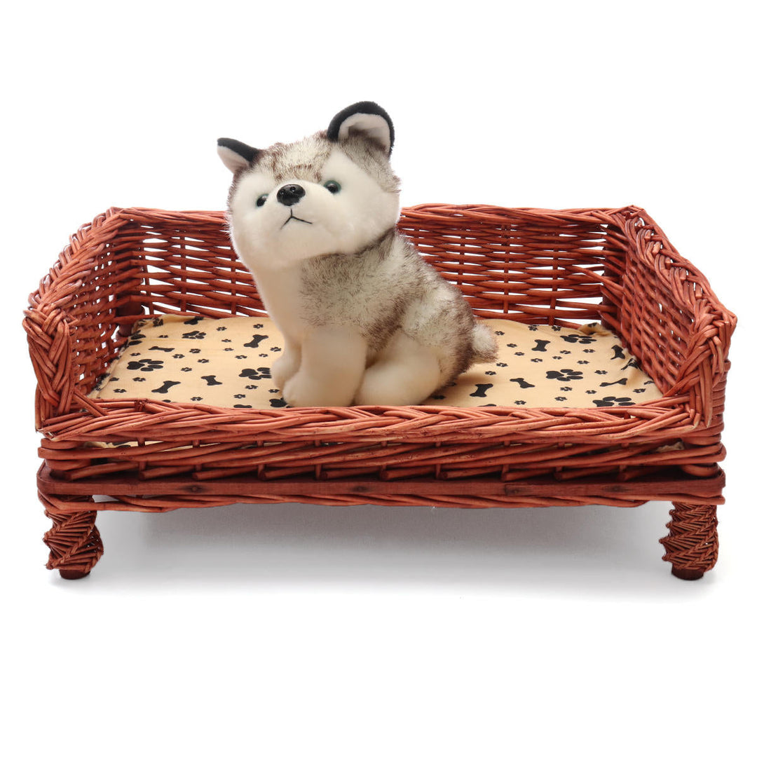 HAND WOVEN Wicker Pet Bed Dog Cat Basket Shabby Chic Sleeping Durable WashableDTTT Image 3