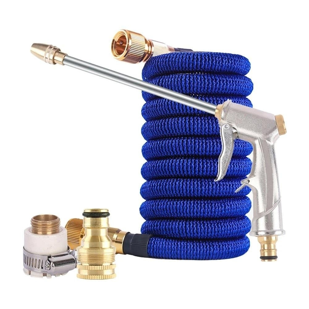 High Pressure Pistol Grip Sprayer Water Gun with Expandable Garden Hose + Pipe Connector Kit Image 1