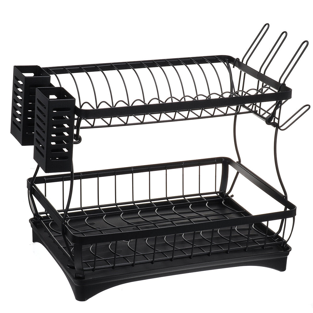 Kitchen Storage Dish Rack Stainless Steel Shelf Integrated Two-tier Countertop Kitchen Dish Rack Image 1