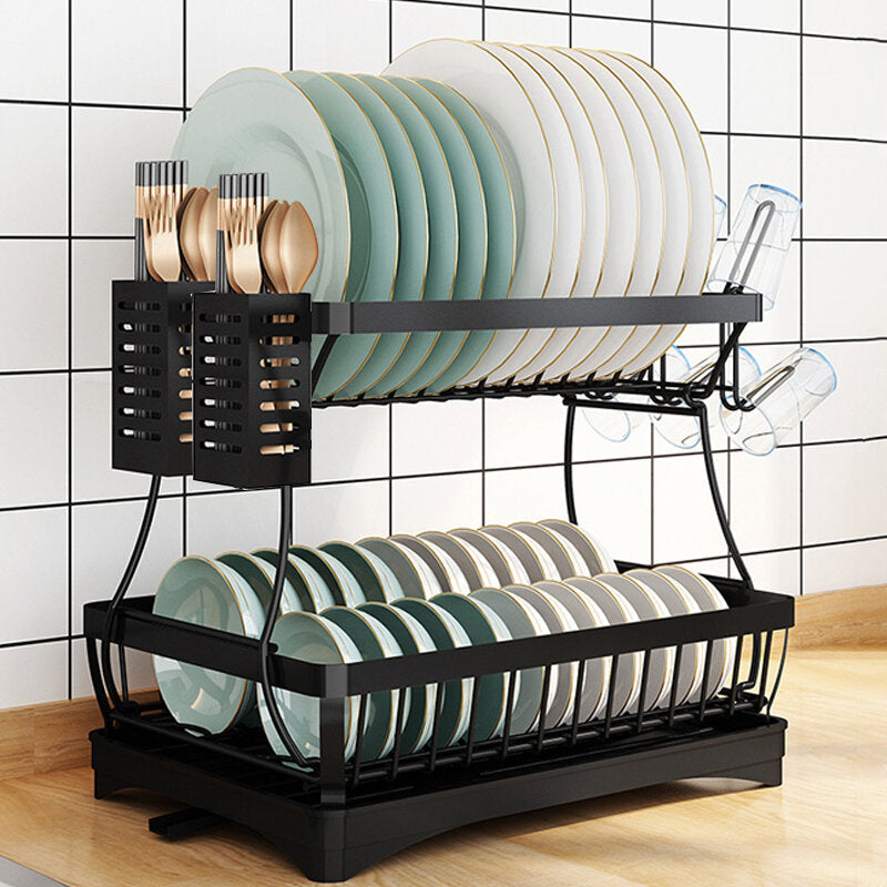 Kitchen Storage Dish Rack Stainless Steel Shelf Integrated Two-tier Countertop Kitchen Dish Rack Image 3