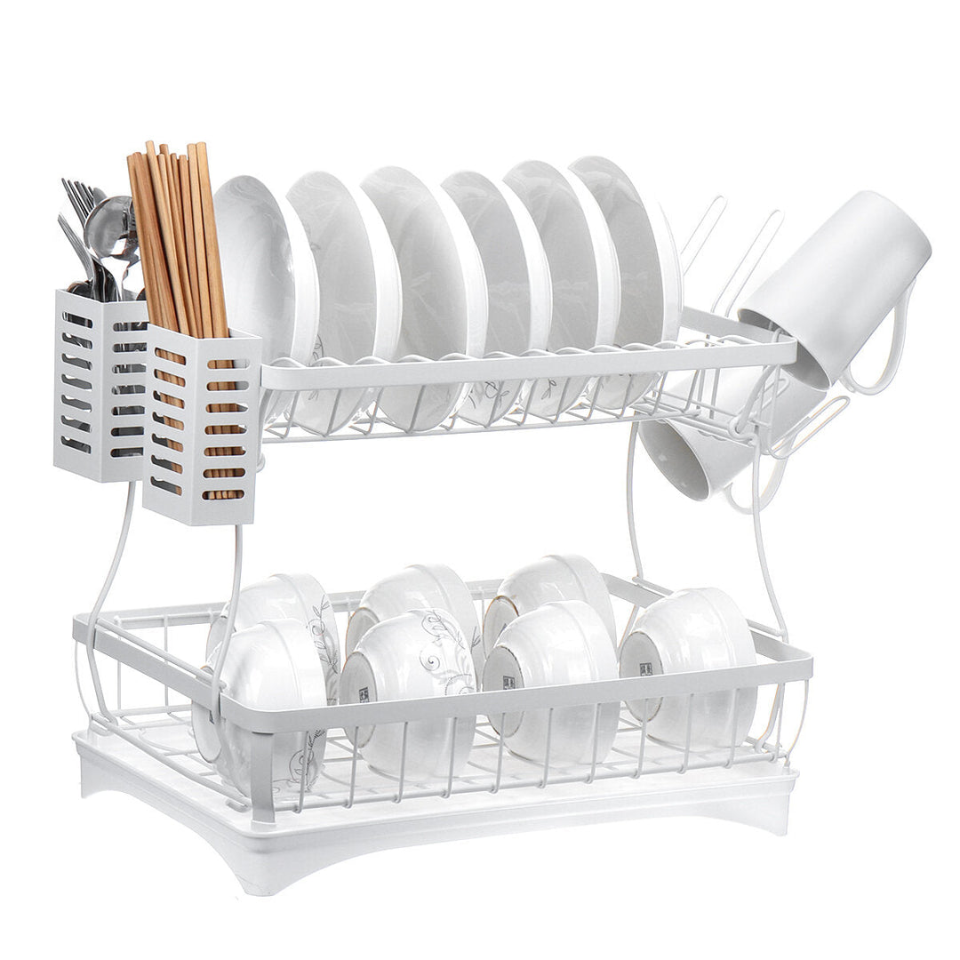 Kitchen Storage Dish Rack Stainless Steel Shelf Integrated Two-tier Countertop Kitchen Dish Rack Image 7