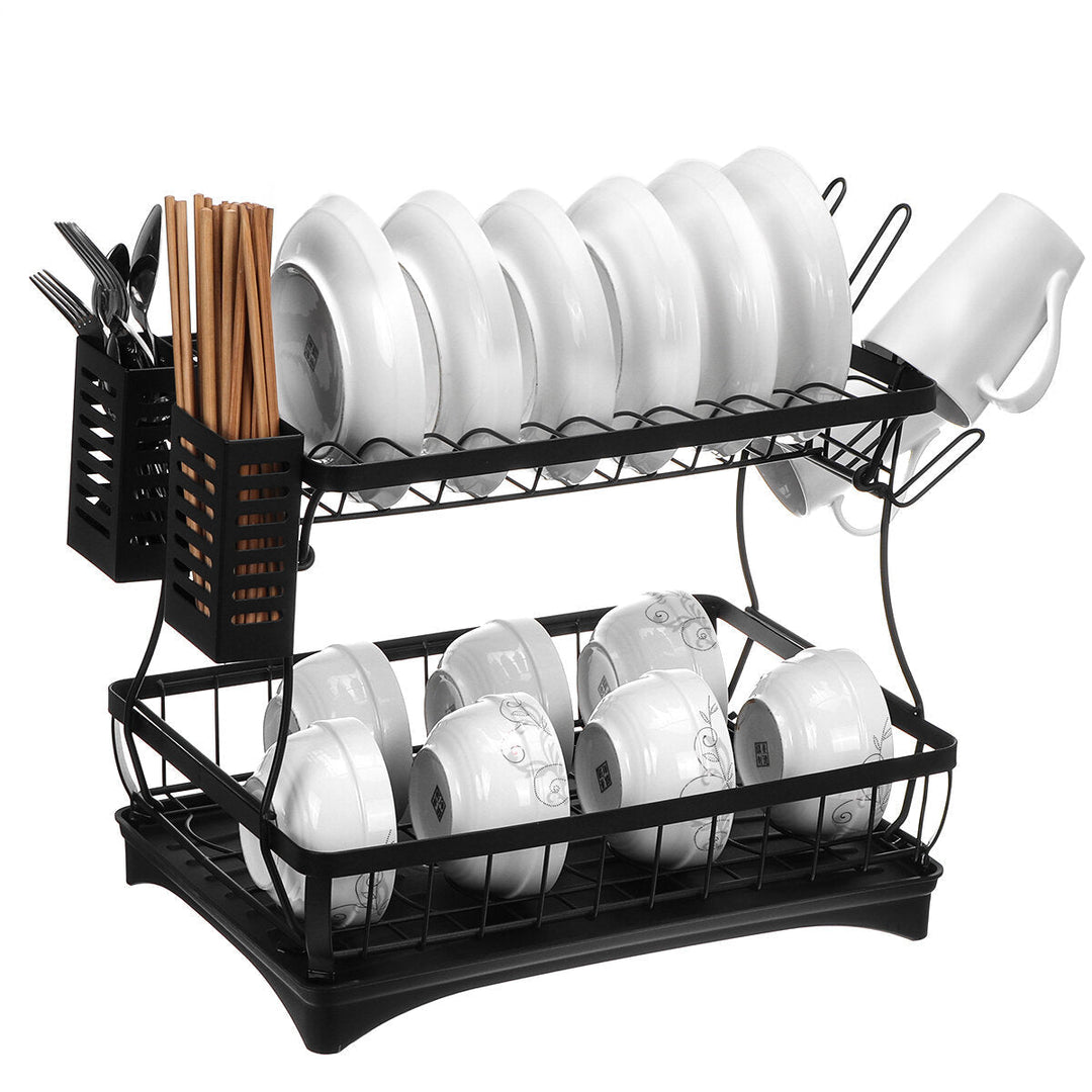 Kitchen Storage Dish Rack Stainless Steel Shelf Integrated Two-tier Countertop Kitchen Dish Rack Image 8