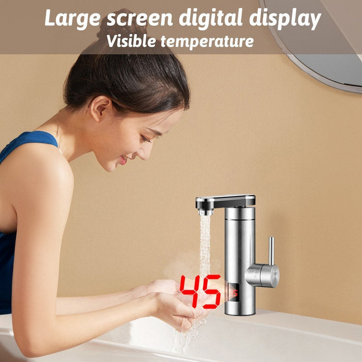 Instant Electric Heating Tap 3300W High Efficiency LED Digital Temperature Display Stainless Steel Tap for Kitchen Image 4