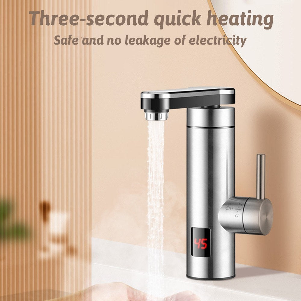 Instant Electric Heating Tap 3300W High Efficiency LED Digital Temperature Display Stainless Steel Tap for Kitchen Image 6