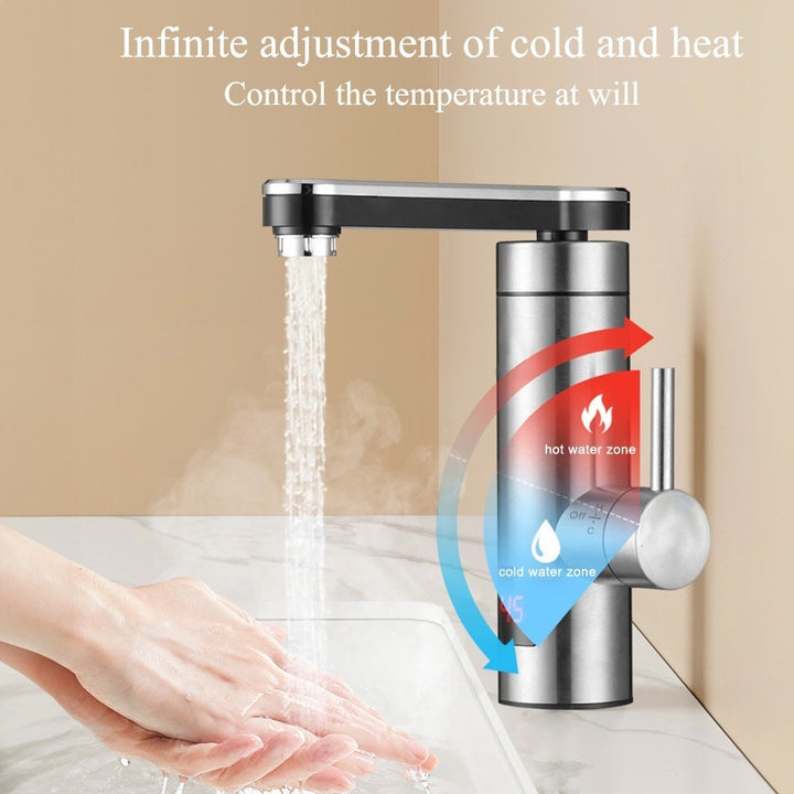 Instant Electric Heating Tap 3300W High Efficiency LED Digital Temperature Display Stainless Steel Tap for Kitchen Image 7