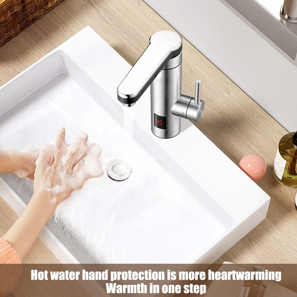 Instant Electric Heating Tap 3300W High Efficiency LED Digital Temperature Display Stainless Steel Tap for Kitchen Image 8