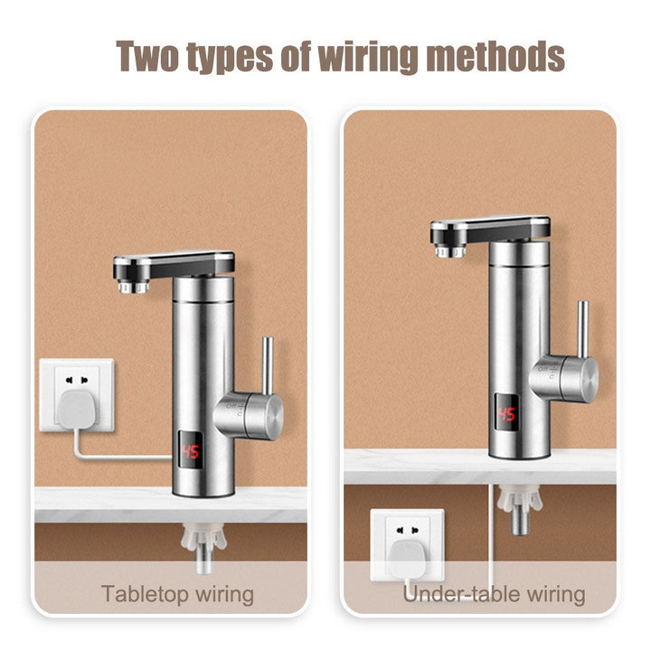 Instant Electric Heating Tap 3300W High Efficiency LED Digital Temperature Display Stainless Steel Tap for Kitchen Image 12