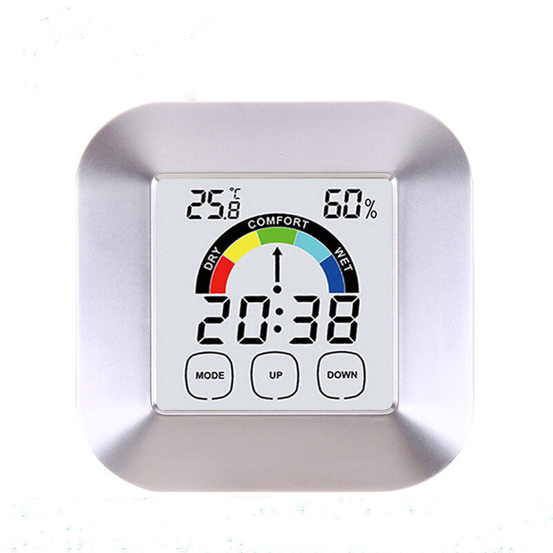 Household Touch Screen Digital Clock Temperature Humidity Display Alarm Outdoor Indoor Tester Image 1