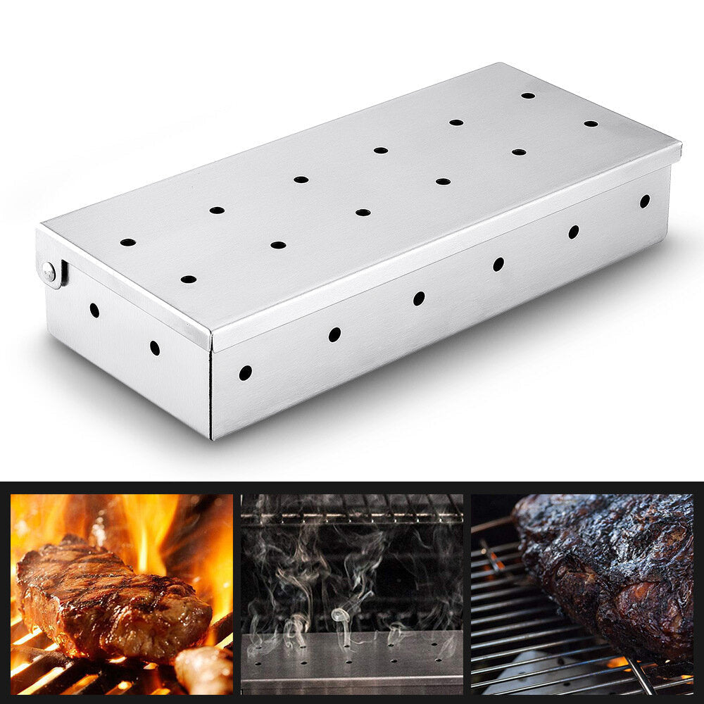 Indoor Wood Chips Box BBQ Grill Meat Infused Accessory Tool Image 6