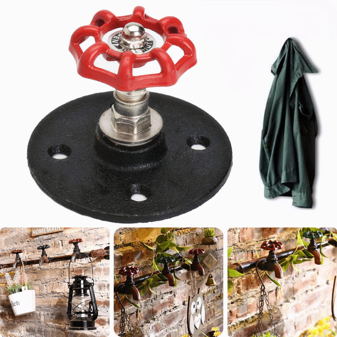 Industrial Retro Iron Pipe Wall Hook Steampunk Clothes Coat Towel Hat Rack Flange Hanger Image 6