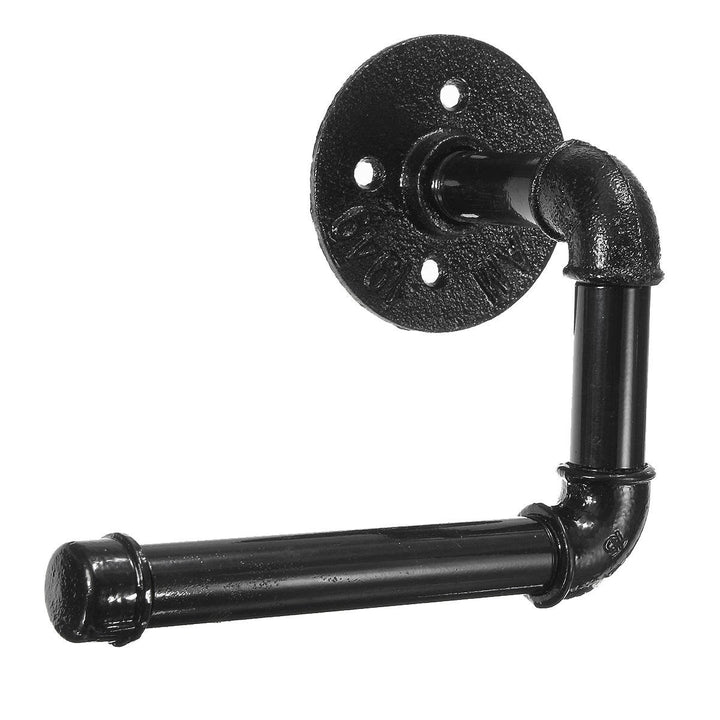 Industrial Rustic Style Iron Pipe Wall Mount Toilet Tissue Paper Roll Holder Towel Bar Image 1