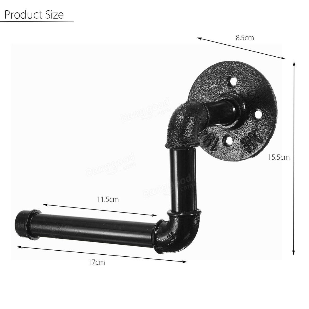 Industrial Rustic Style Iron Pipe Wall Mount Toilet Tissue Paper Roll Holder Towel Bar Image 4