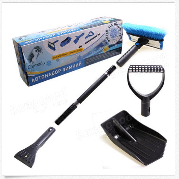 Ice Snow Scraper Combination Winter Vehicle Wind Shield Car Brush ShovelRetractable Removal Black Image 3