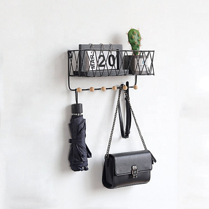 Iron Wall Shelf Rack With Wood Floating Wall Mount Shelves For Perfect Decor Of Any Room Image 1