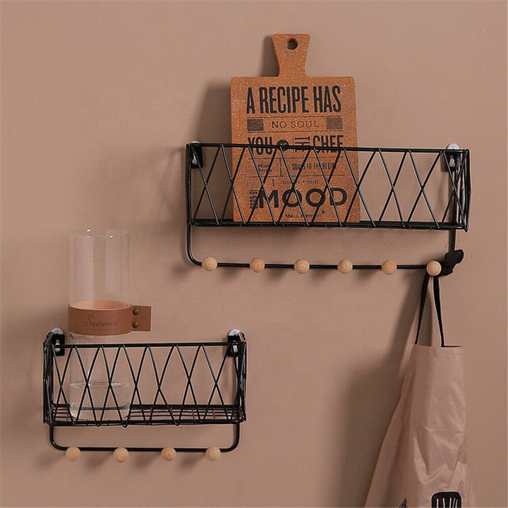 Iron Wall Shelf Rack With Wood Floating Wall Mount Shelves For Perfect Decor Of Any Room Image 2