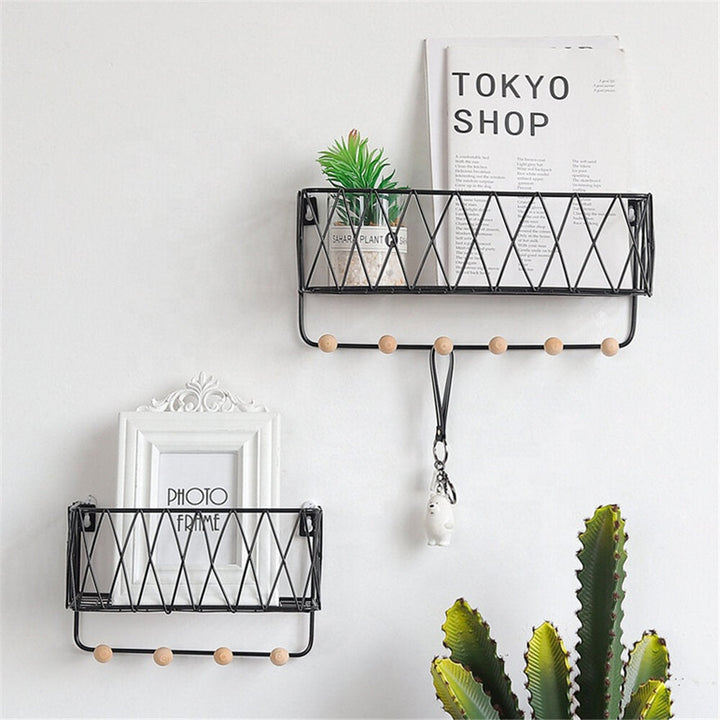 Iron Wall Shelf Rack With Wood Floating Wall Mount Shelves For Perfect Decor Of Any Room Image 5