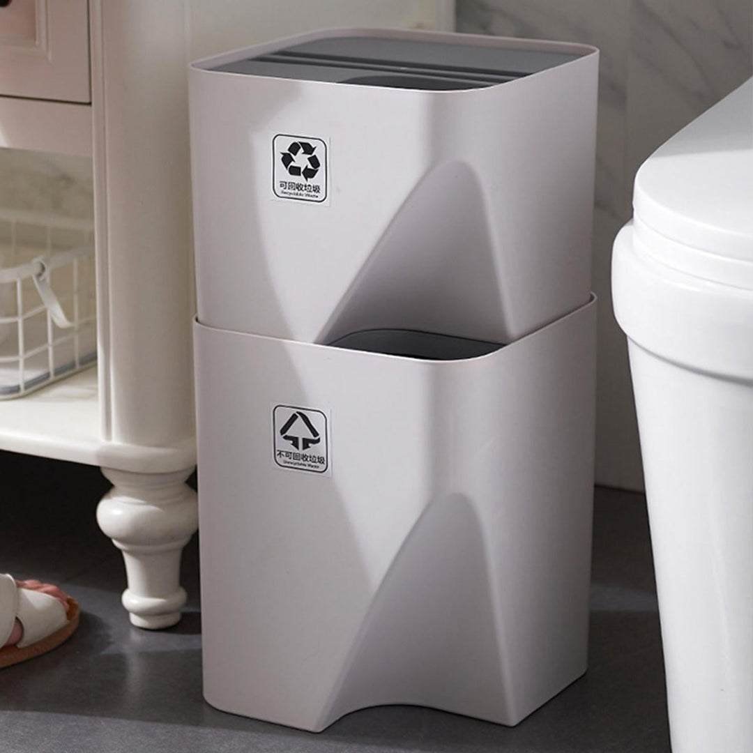 Kitchen Bathroom Trash Can Stacked Sorting Waste Bins Recycling Household Image 4