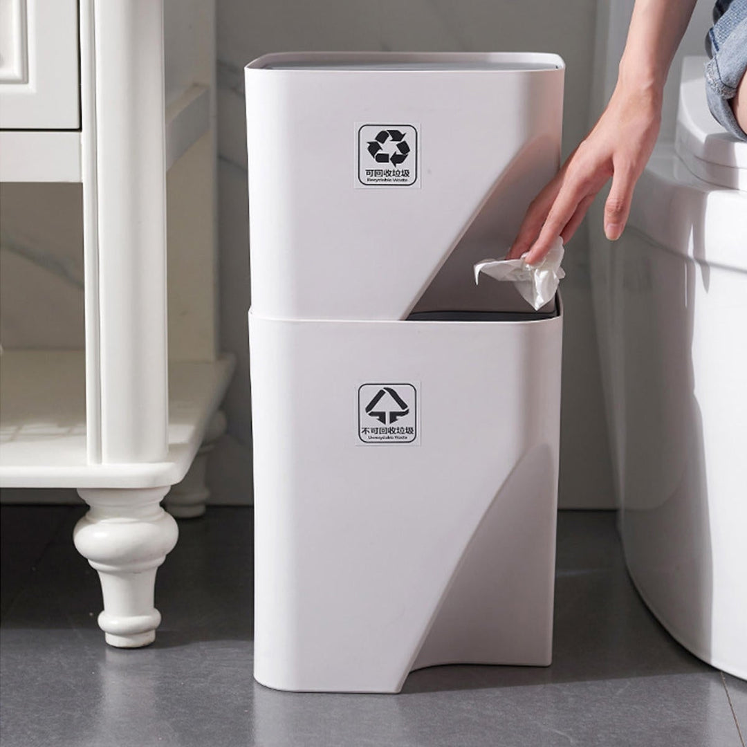 Kitchen Bathroom Trash Can Stacked Sorting Waste Bins Recycling Household Image 6