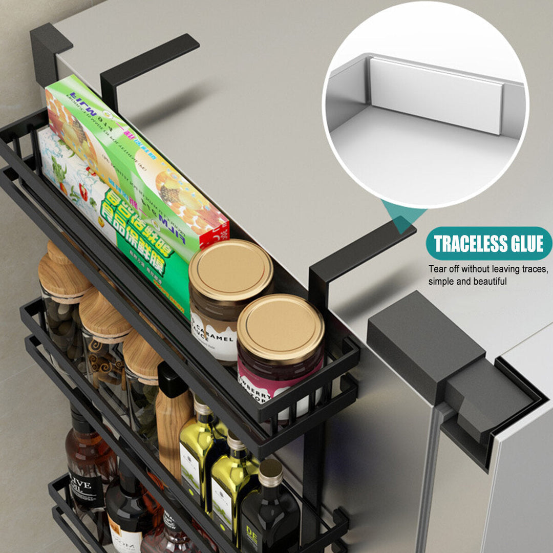 Kitchen Refrigerator Storage Rack Refrigerator Side Hanger Rack Holder Shelf Guardrail Image 2