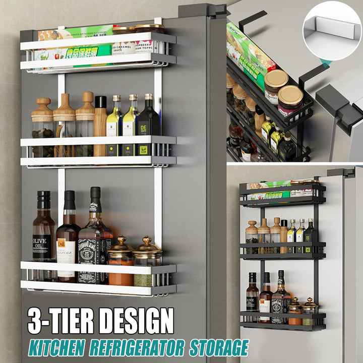 Kitchen Refrigerator Storage Rack Refrigerator Side Hanger Rack Holder Shelf Guardrail Image 3