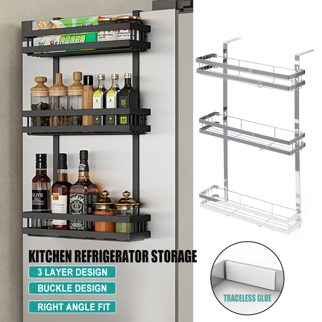 Kitchen Refrigerator Storage Rack Refrigerator Side Hanger Rack Holder Shelf Guardrail Image 7