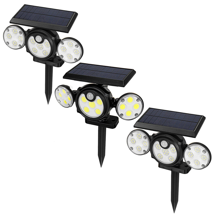 LED Solar Wall Light Three-Head Rotatable Outdoor Waterproof Garden Light with Human Body Induction 2400MAH IP65 Image 1