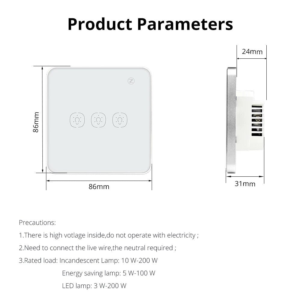 Light Switch with Aluminum Frame Glass No Neutral 1/2/3 Gang Touch Switch Alexa Google Home Assistant Control Image 6