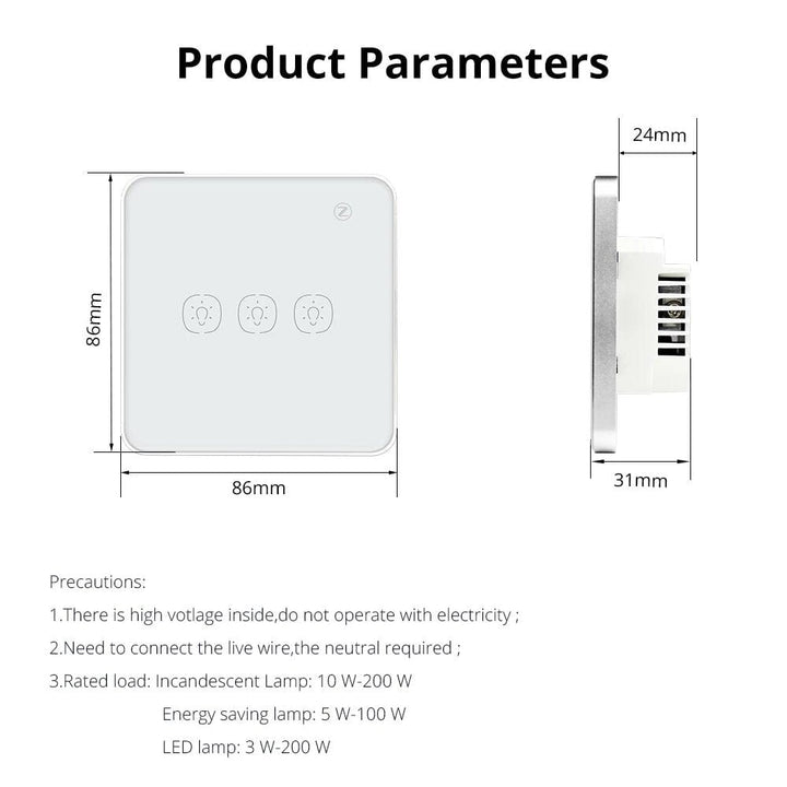 Light Switch with Aluminum Frame Glass No Neutral 1/2/3 Gang Touch Switch Alexa Google Home Assistant Control Image 6