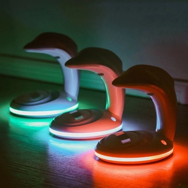 LED Lamp Night Light USB Rechargeable Rainbow Dolphin Projector Romantic Atmosphere Home Party Decoration Image 3