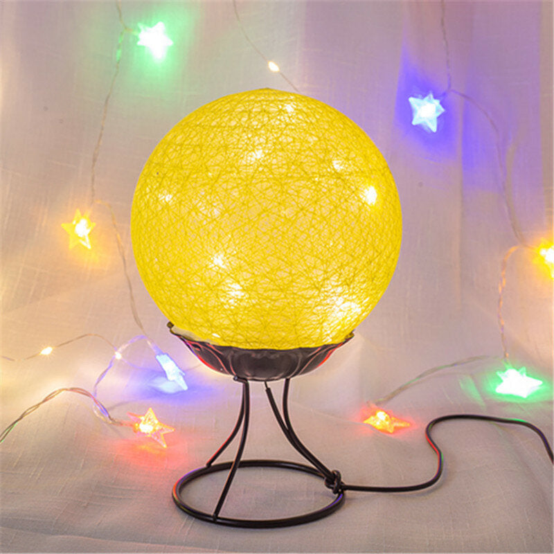 LED Linen Rattan Ball Desk Lamp USB Creative Romantic Night Light with Switch Button Image 3