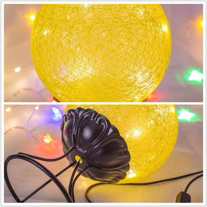 LED Linen Rattan Ball Desk Lamp USB Creative Romantic Night Light with Switch Button Image 4