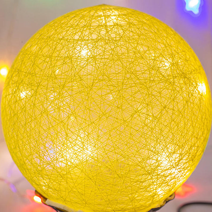 LED Linen Rattan Ball Desk Lamp USB Creative Romantic Night Light with Switch Button Image 6