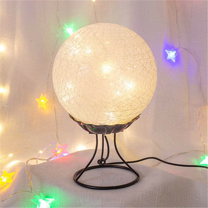 LED Linen Rattan Ball Desk Lamp USB Creative Romantic Night Light with Switch Button Image 8